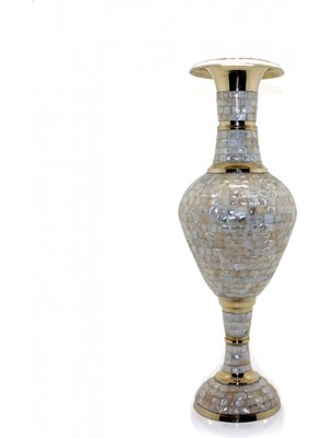Marsilyan Pirinç Sedefli Vazo 35 cm