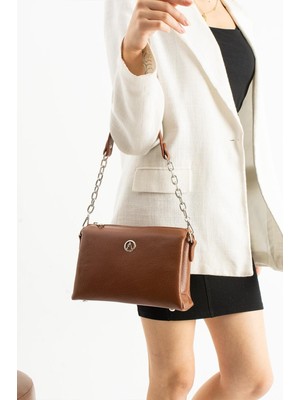 Asel Çanta , 5 Gözlü ,içi Astarlı , taba parlak deri bayan Kol ve Bayan Çapraz Çantası