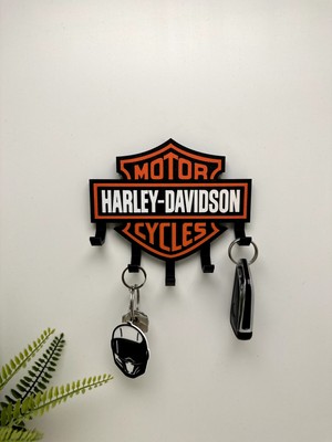 3dpazarıcom 3D Baskı Dekoratif Harley-Davıdson Model Motorcu Anahtar Askılığı