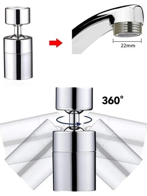 Conta 360° Oynar Başlıklı Musluk Ucu – Su Tasarruflu Perlatör, Ayarlanabilir, Krom Kaplama