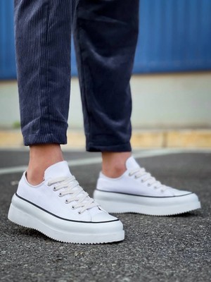 Zengezur Mall Ozlstor Kb-Cx-3 Kuback Kısa Beyaz Keten Beyaz Yüksek Taban Spor Ayakkabı (Numara: 44)