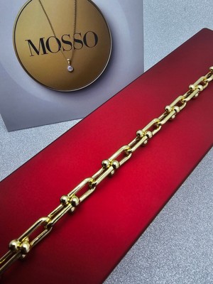 Mosso Steel Xuping Italyan U Zincir Model Çelik Bileklik Altın Renk