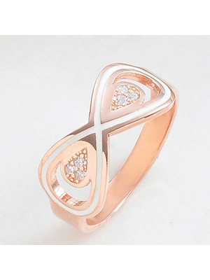 Gumush Gümüş Rose Zirkon Taşlı Sonsuzluk Kadın Yüzük