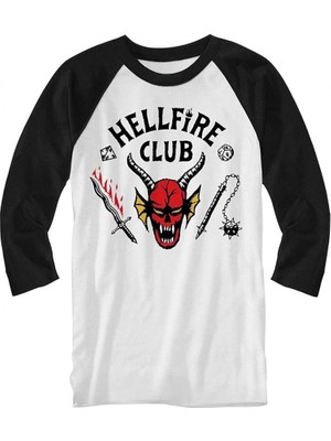 8line Beyaz Stranger Things Hellfire Club Ince Kumaş Unisex Sweatshirt