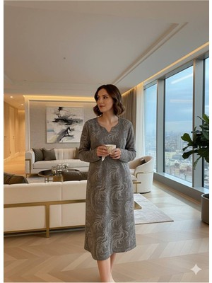 Limissi Kadın %100 Pamuk Modal Kumaş Büyük Beden Ev Elbisesi