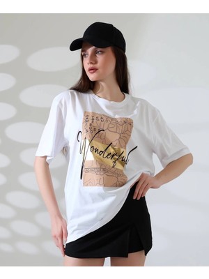 Zengezur Mall Ozlstor Varak Baskılı Imza Desen Tişört Beyaz (Beden: L)