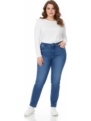 Kübra Kadın Bilek Jeans Pantolon Kemer Lastikli Düğmeli BGL-ST05057