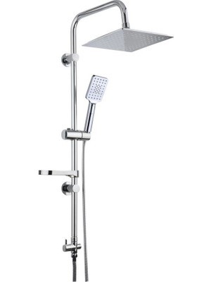 Conta Kare Tepe Duşlu Sürgülü Duş Sistemi – El Duşlu, Krom Kaplama, Lüks Banyo Seti