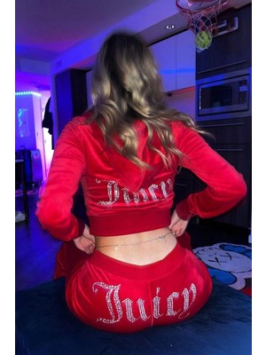 Kırmızı Juicy Kadife Pijama Takımı