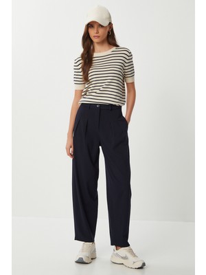 Happiness İstanbul Pensli Poliviskon Balon Pantolon LGP0031 Lacivert