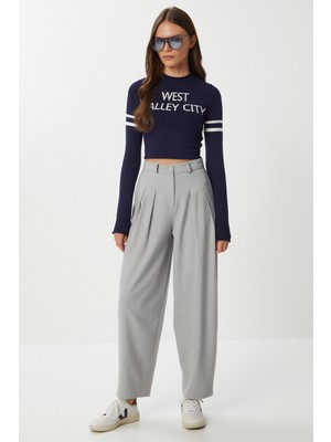 Happiness İstanbul Pensli Poliviskon Balon Pantolon LGP0031 Gri