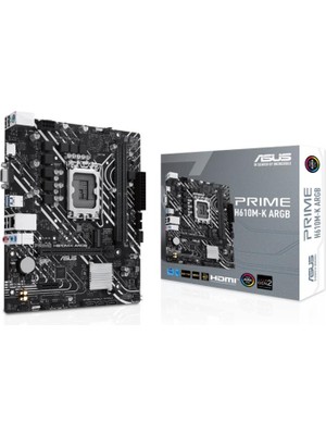 Asus Prıme H610MK Argb Ddr5 5600MHZ 1xvga 1xhdmı 1xm.2 USB 3.2 Matx 1700P (12. / 13. ve 14. Nesi̇l Işlemci̇ Uyumlu)
