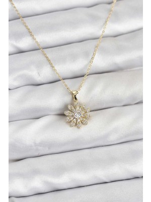 Marsilyan Pirinç Gold Renk Çiçek Model Kadın Kolye - TJ-BKO10805