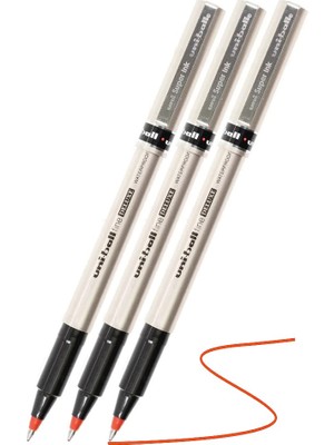 Artlantis Kırmızı Pilot Kalem UB-177 Fine Deluxe 3 Adet Uniball Pilot Kalem 0.5 mm Roller Uçlu Pilot Kalem Ince Uçlu Likit Mürek