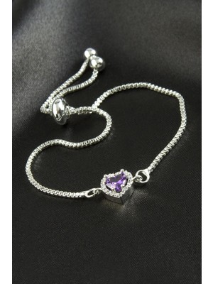 Marsilyan Kalp Zirkon Taşlı Asansörlü Bileklik ( Ciddi Ilişki Bilekliği)