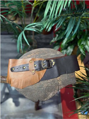 Yılday Gür Butik Reeve Püsküllü Hakiki Deri Bohem El Yapımı Bel Kemeri – Taba & Krem