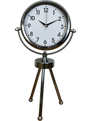 ForWhat Büro Ev Ofis Hediyesi Için Krom Şık Üç Ayaklı Biçim Masa Saati