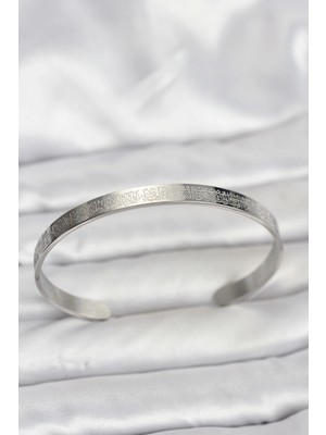 Marsilyan 316L Çelik Gümüş Renk Ayetel Kürsi Yazılı Bileklik - TJ-BB8163