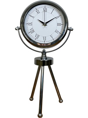 ForWhat Büro Ev Ofis Hediyesi Için Krom Şık Üç Ayaklı Model Masa Saati