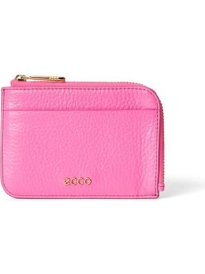 Ecco Card Case Zipped Pebbled Leather