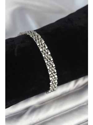 Marsilyan 316L Çelik 7 mm Kalınlıkta Gümüş Renkli Erkek Bileklik - TJ-EB3768