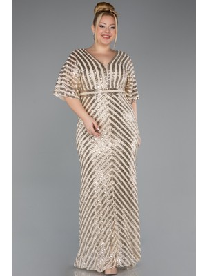 Abiyefon Kısa Kol Pul Payet Uzun Büyük Beden Abiye ABU2309