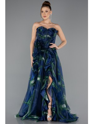 Abiyefon Straplez Yırtmaçlı Uzun Mezuniyet Elbisesi ABU5441