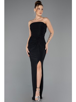 Abiyefon Straplez Bacak Dekolteli Uzun Abiye Elbise ABU5445