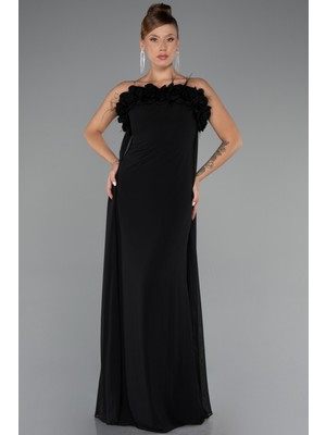 Abiyefon Çiçekli Straplez Yaka Şallı Uzun Şifon Abiye ABU5351