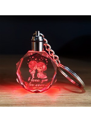 Kaia Sevimli Çift Tasarımlı Kristal Renk Değiştiren Anahtarlık