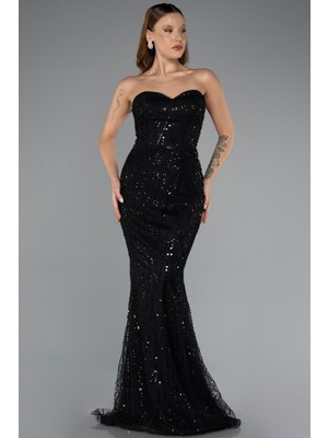 Abiyefon Straplez Boncuklu Uzun Abiye Elbise ABU5377