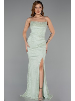 Abiyefon Bacak Dekolteli Uzun Dantel Abiye Elbise ABU5407