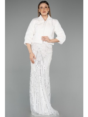 Abiyefon Kapri Kol Kürk Görünümlü Abiye Ceket ABC006