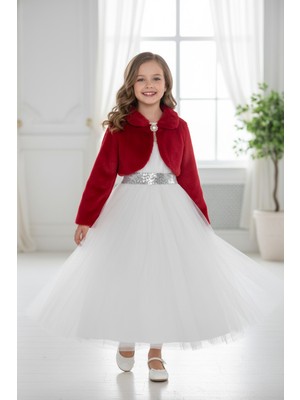 Abiyefon Kız Çocuk Kürklü Kısa Bolero Ceket ABK2468