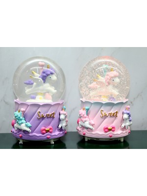 Kaia Unicorn Içi Dönmeli Püskürtmeli Işıklı Müzikli Kar Küresi Büyük Boy