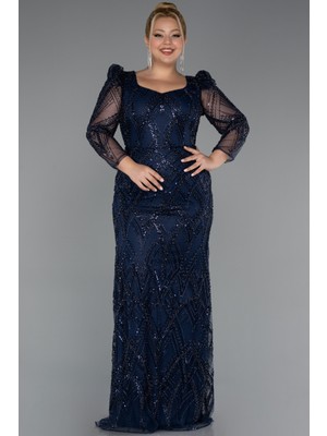 Abiyefon Uzun Kol Boncuklu Özel Tasarım Abiye Elbise ABU5387