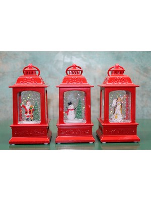 Kaia Yılbaşı Temalı Işıklı Müzikli Kar Küresi Kırmızı Tasarımlı