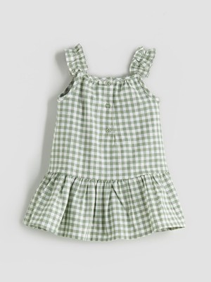 Lc Waikiki Yeni Sezon Bisiklet Yaka Ekose Desenli Kız Bebek Elbise