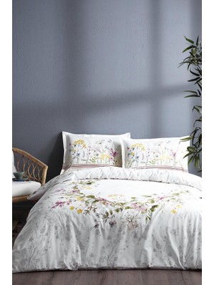 Özdilek De Flor Beyaz Desenli Çift Kişilik Ranforce Nev Takımı 2 Parça 200x220 cm