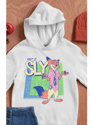 Fuddy Moda Keep It Slay Tilki Baskılı Kapüşonlu Çocuk Sweatshirt, Unisex Zootopia Temalı Hoodie