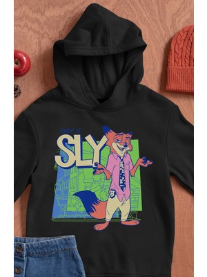 Fuddy Moda Keep It Slay Tilki Baskılı Kapüşonlu Çocuk Sweatshirt, Unisex Zootopia Temalı Hoodie