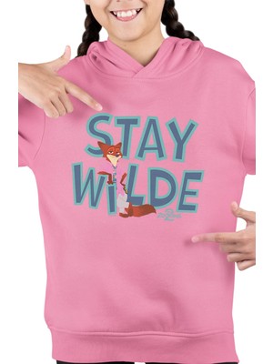 Fuddy Moda Stay Wilde Fox Baskılı Kapüşonlu Çocuk Sweatshirt, Unisex Zootopia Temalı Hoodie