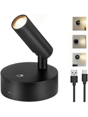 Ledx AL-XYD05 Çok Fonksiyonlu Dokunmatik Şarjlı 1200MAH Duvar Aplik 3000K-4000K-6500K Type-C Şarj Girişli