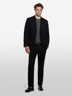 Sisley %100 Pamuk Şerit Cep Detaylı Rahat Kesim Kruvaze Ceket Erkek Siyah Ceket - 324A2WMDSW020