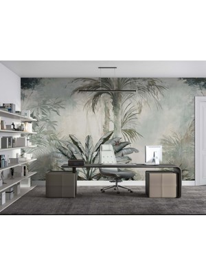 Grown Tropikal Desen Sisli Duvar Kağıdı - Salon ve Oturma Odası