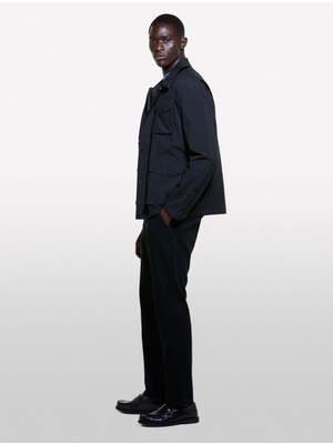 Sisley Fermuarlı ve Çıtçıt Düğmeli Önü Yama Cepli Ceket Erkek Siyah Ceket - 324A22F3SN03C