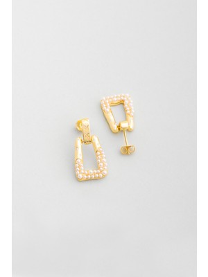 So CHIC İnci Dokunuşu 18 Ayar Sarı Altın Kaplama Gümüş Küpe