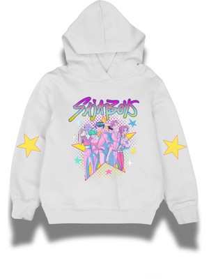 Fuddy Moda Sajaboys Yıldızlı Kol Baskılı Çocuk Kapüşonlu Sweatshirt, Unisex Kpop Demon Hunters Temalı Hoodie