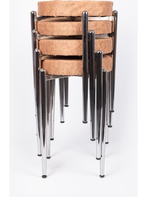 EKİPMETAL Tabure 4 Adet Kumaş Kapiçino