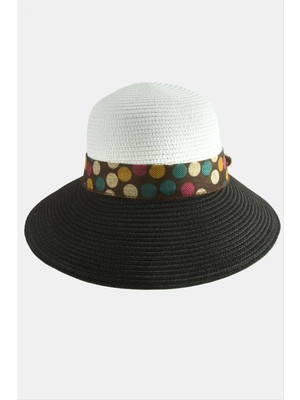 Zero Ozlstor Benekli Fiyonglu Hasır Şapka-Açık Pembe